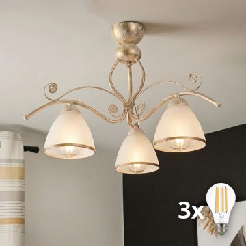 Brilagi - LED Opbouwkroonluchter ANTICO 3xE27/60W/230V witte patina