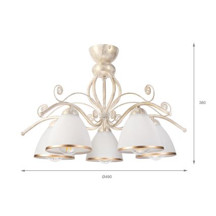 Brilagi - LED Opbouwkroonluchter ANTICO 5xE27/60W/230V 3000K witte patina
