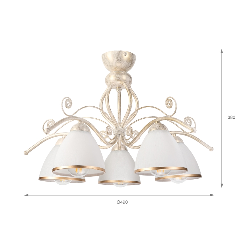 Brilagi - LED Opbouwkroonluchter ANTICO 5xE27/60W/230V 3000K witte patina