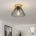 BRILAGI - LED opbouwkroonluchter CERIA WIRE 1xE27/40W/230V Ø 30 cm zwart/eiken