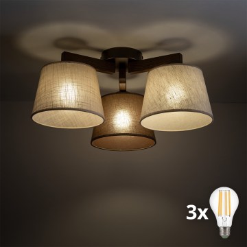 BRILAGI - LED Opbouwkroonluchter LATTE 3xE27/15W/230V dennenhout/mix