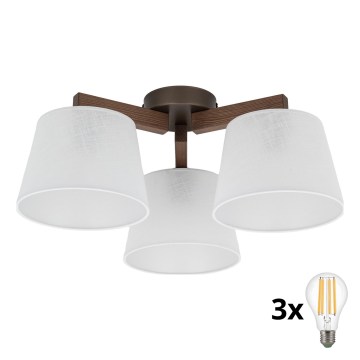 BRILAGI - LED opbouwkroonluchter LATTE 3xE27/15W/230V grenen/wit