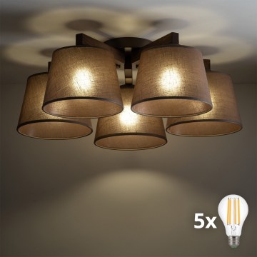 BRILAGI - LED Opbouwkroonluchter LATTE 5xE27/15W/230V dennenhout/bruin