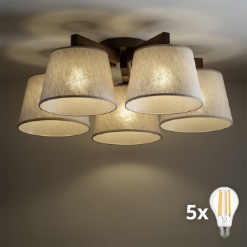 BRILAGI - LED opbouwkroonluchter LATTE 5xE27/15W/230V grenen/crème