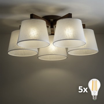 BRILAGI - LED Opbouwkroonluchter LATTE 5xE27/15W/230V grenen/wit