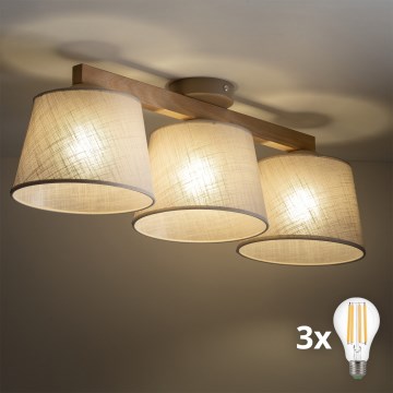 BRILAGI - LED opbouwkroonluchter LATTE SABIA 3xE27/15W/230V dennenhout/beige