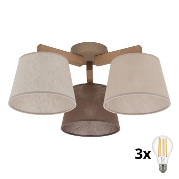 BRILAGI - LED opbouwkroonluchter LATTE SABIA 3xE27/15W/230V grenen/mix
