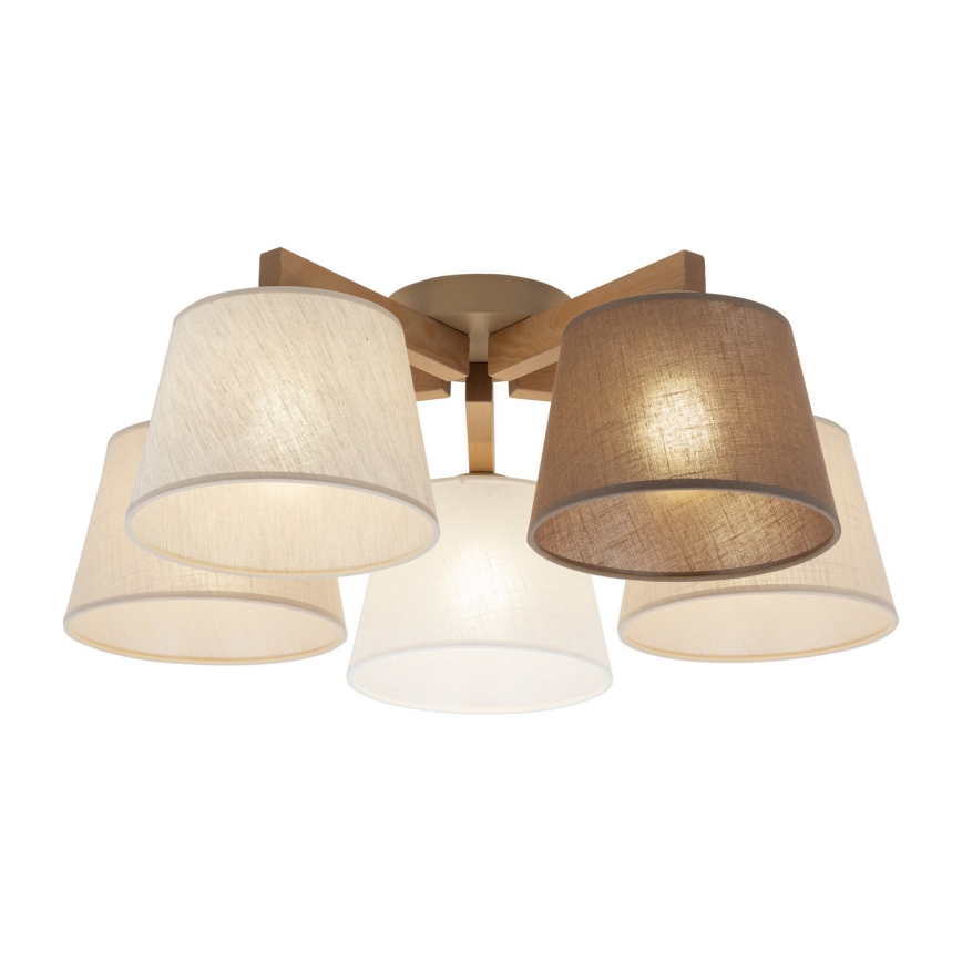BRILAGI - LED Opbouwkroonluchter LATTE SABIA 5xE27/15W/230V dennenhout/mix