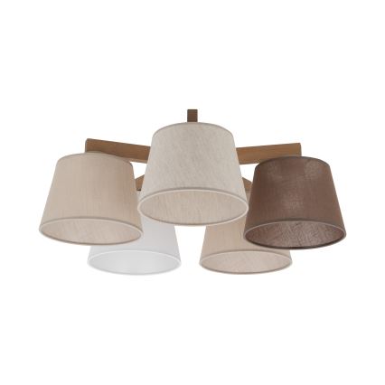BRILAGI - LED Opbouwkroonluchter LATTE SABIA 5xE27/15W/230V dennenhout/mix