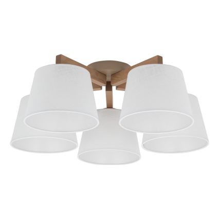 BRILAGI - LED opbouwkroonluchter LATTE SABIA 5xE27/15W/230V grenen/wit