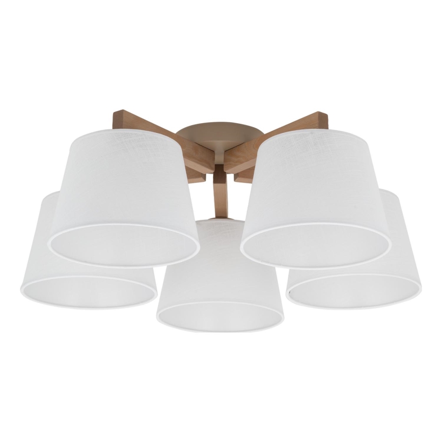 BRILAGI - LED opbouwkroonluchter LATTE SABIA 5xE27/15W/230V grenen/wit