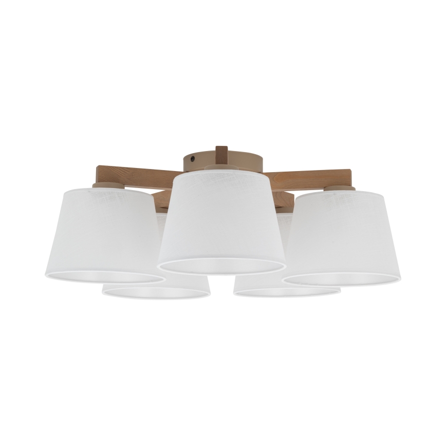 BRILAGI - LED opbouwkroonluchter LATTE SABIA 5xE27/15W/230V grenen/wit