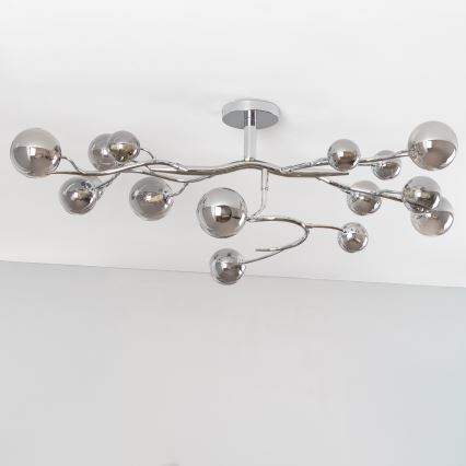 Brilagi - LED opbouwkroonluchter MISTEL 15xG9/3W/230V, zwart-chroom/rookglas