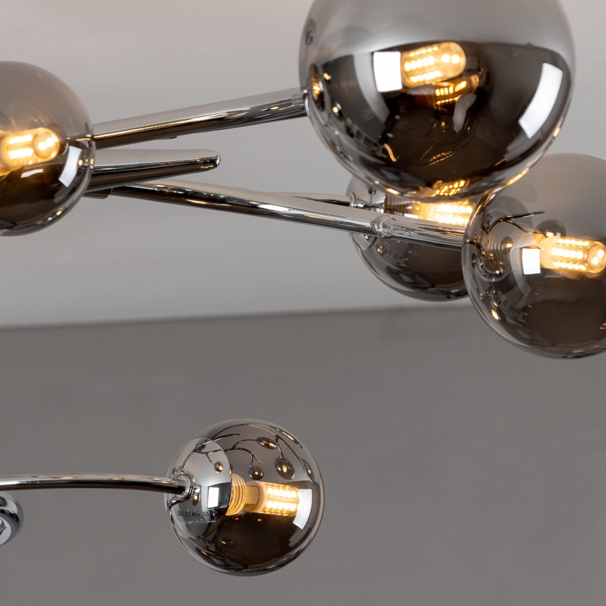 Brilagi - LED opbouwkroonluchter MISTEL 15xG9/3W/230V, zwart-chroom/rookglas