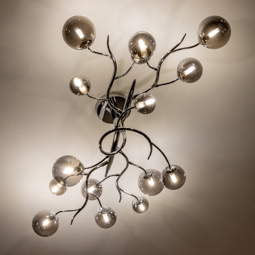 Brilagi - LED opbouwkroonluchter MISTEL 15xG9/3W/230V, zwart-chroom/rookglas