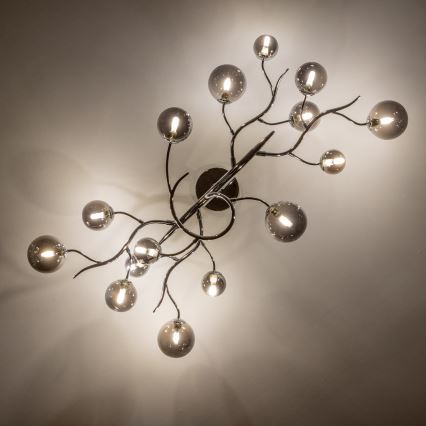 Brilagi - LED opbouwkroonluchter MISTEL 15xG9/3W/230V, zwart-chroom/rookglas