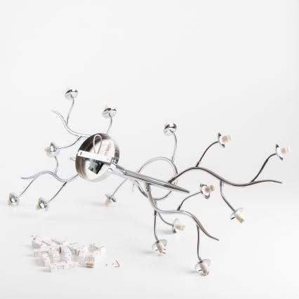 Brilagi - LED opbouwkroonluchter MISTEL 15xG9/3W/230V, zwart-chroom/rookglas