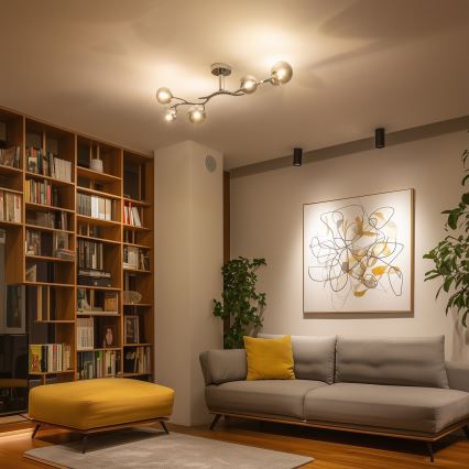 Brilagi - LED opbouwkroonluchter MISTEL 6xG9/3W/230V zwart-chroom/gerookt glas