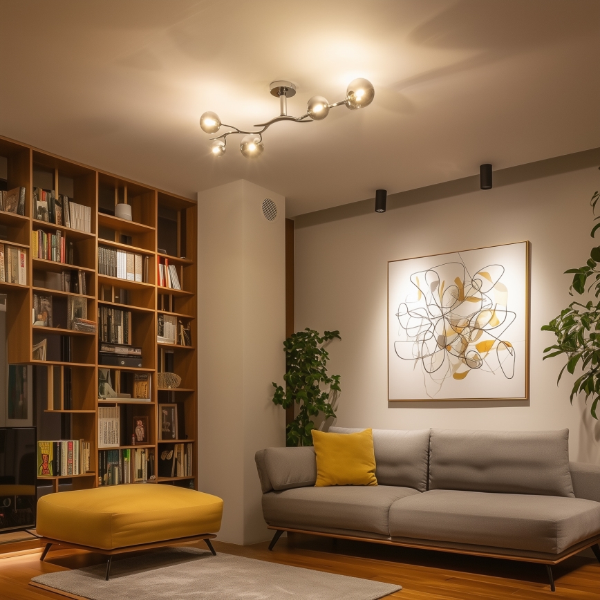 Brilagi - LED opbouwkroonluchter MISTEL 6xG9/3W/230V zwart-chroom/gerookt glas