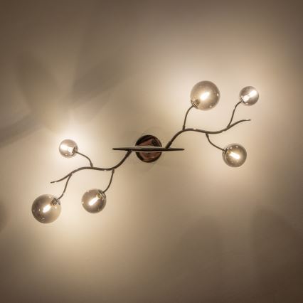 Brilagi - LED opbouwkroonluchter MISTEL 6xG9/3W/230V zwart-chroom/gerookt glas