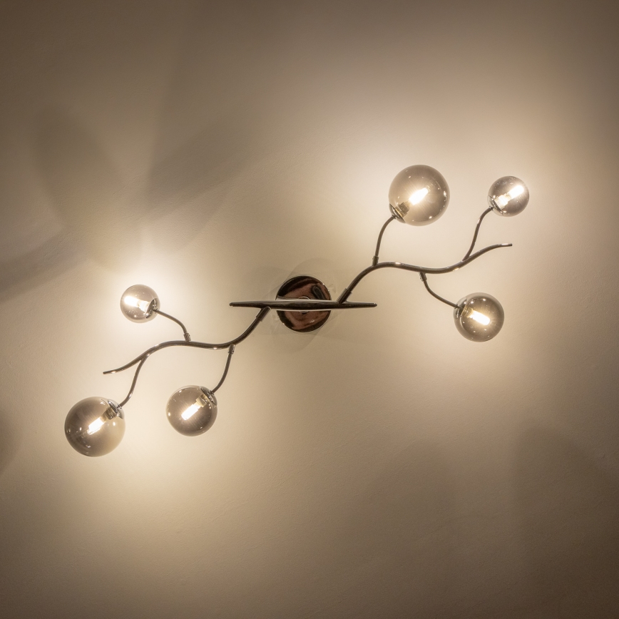 Brilagi - LED opbouwkroonluchter MISTEL 6xG9/3W/230V zwart-chroom/gerookt glas