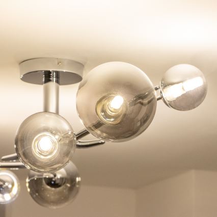 Brilagi - LED opbouwkroonluchter MISTEL 6xG9/3W/230V zwart-chroom/gerookt glas