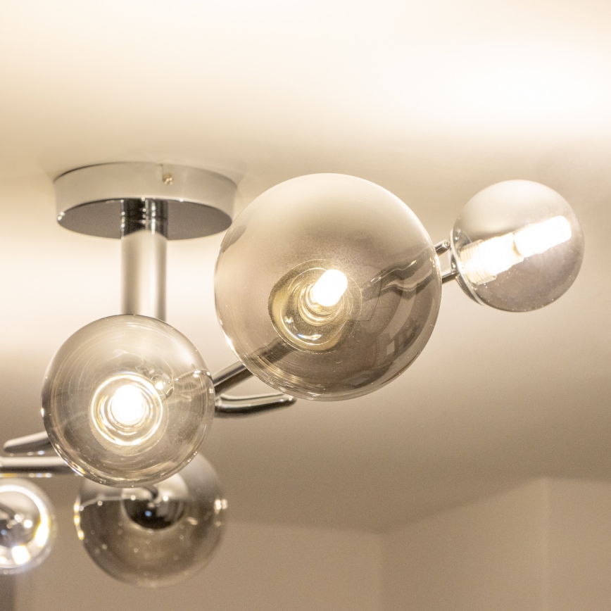 Brilagi - LED opbouwkroonluchter MISTEL 6xG9/3W/230V zwart-chroom/gerookt glas