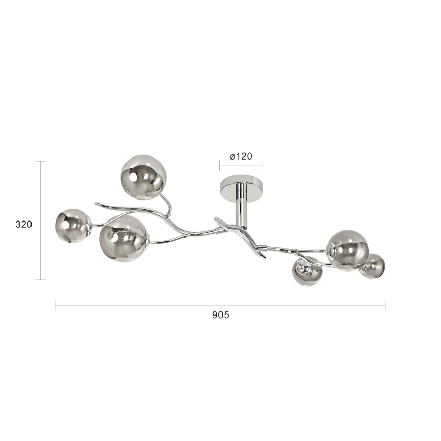 Brilagi - LED opbouwkroonluchter MISTEL 6xG9/3W/230V zwart-chroom/gerookt glas