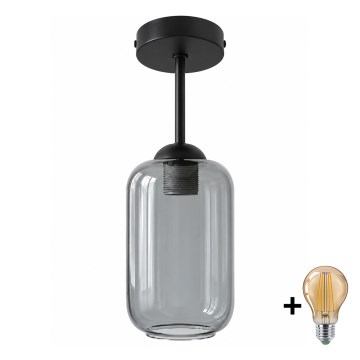 BRILAGI - LED Opbouwkroonluchter RETRO GLASS 1xE27/60W/230V Ø 14 cm zwart/rookgrijs