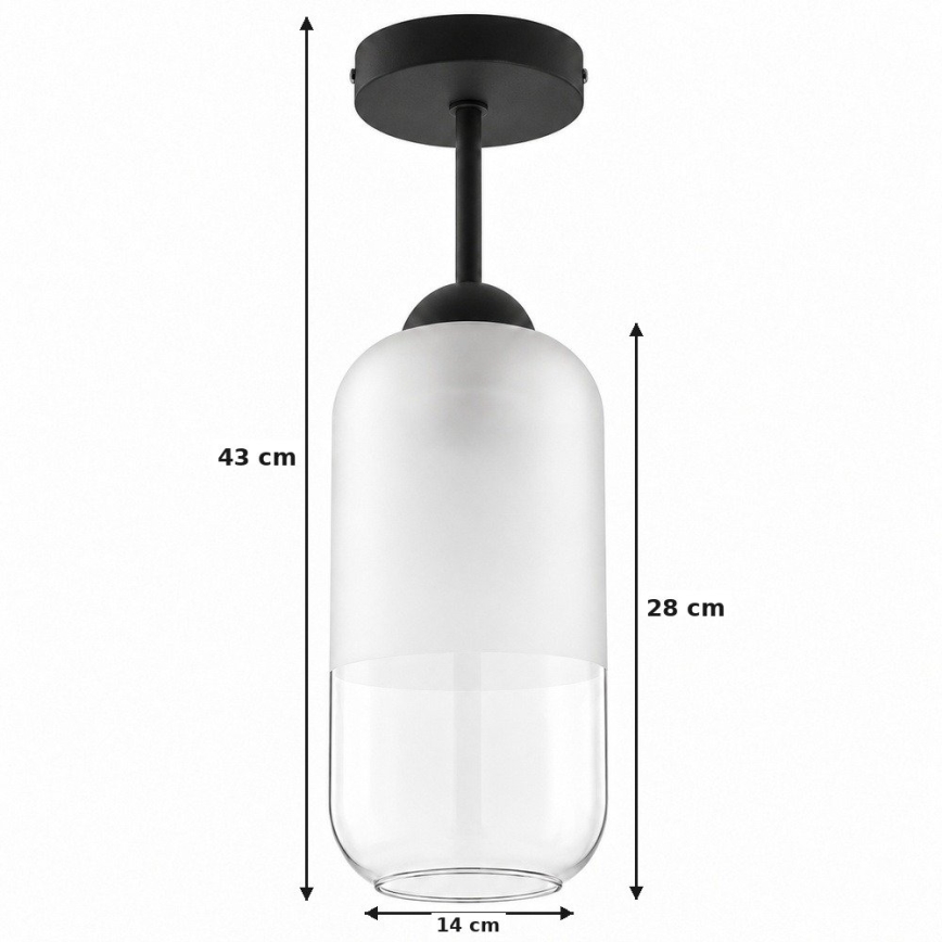BRILAGI - LED opbouwkroonluchter RETRO GLASS 1xE27/60W/230V Ø 14 cm zwart/wit