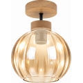 BRILAGI - LED Opbouwkroonluchter RETRO GLASS 1xE27/60W/230V Ø 18 cm eik/rookbeige
