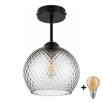 BRILAGI - LED opbouwkroonluchter RETRO GLASS 1xE27/60W/230V Ø 25 cm zwart/rookgrijs