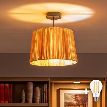 Brilagi - LED Opbouwlamp CERIA BOHO 1xE27/60W/230V Ø 30 cm zwart/raffia