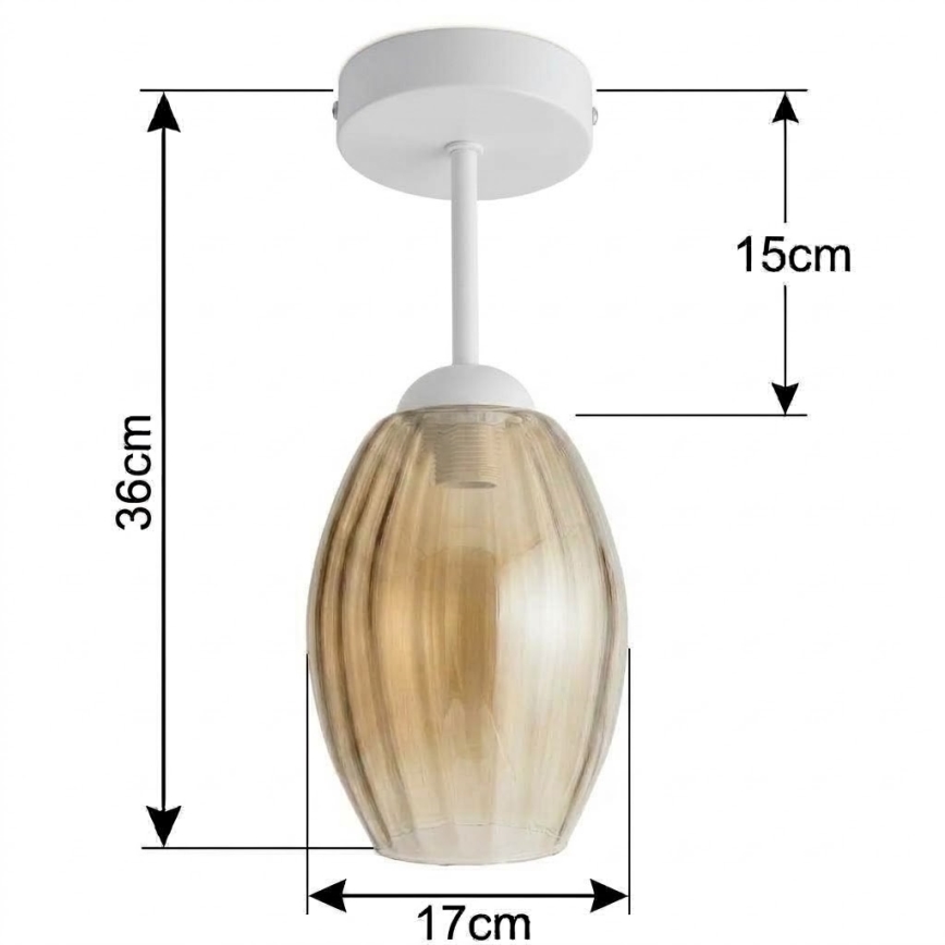 BRILAGI - LED opbouwplafonnière RETRO GLASS 1xE27/60W/230V Ø 17 cm wit/rookbeige