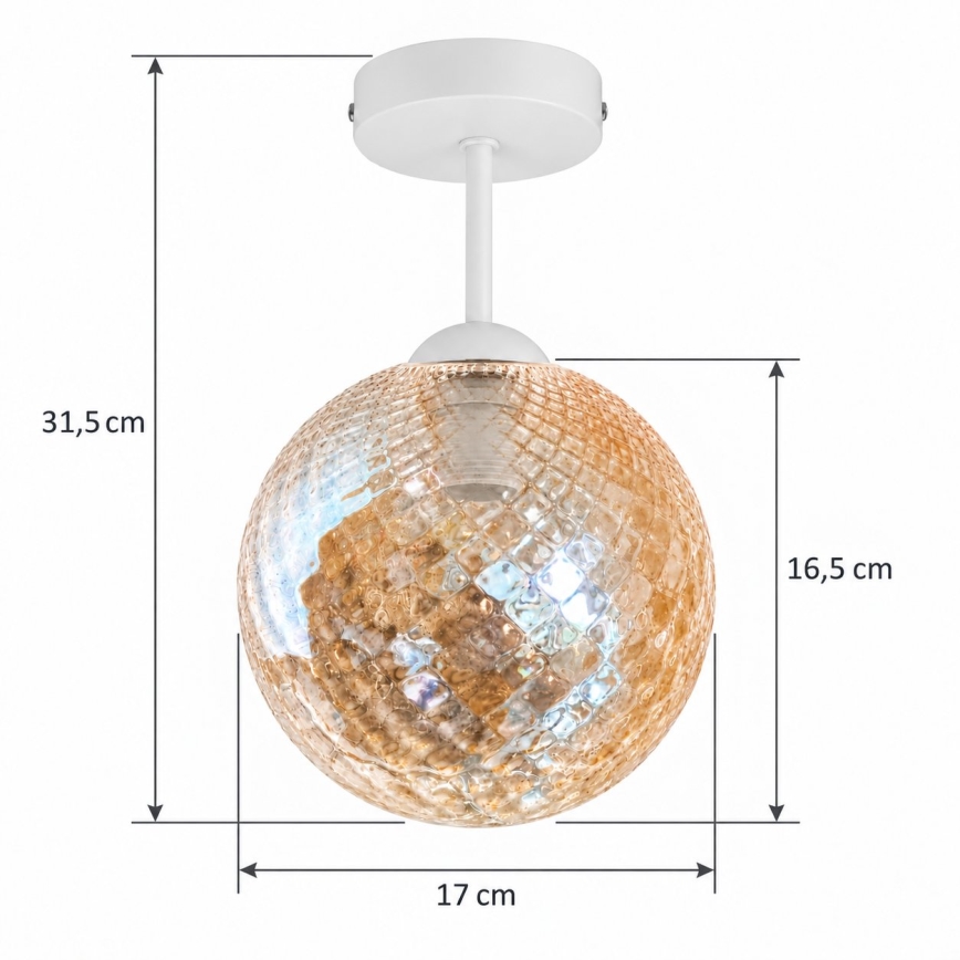 BRILAGI - LED Opbouwlamp RETRO GLASS 1xE27/60W/230V Ø 17 cm wit/gerookt beige