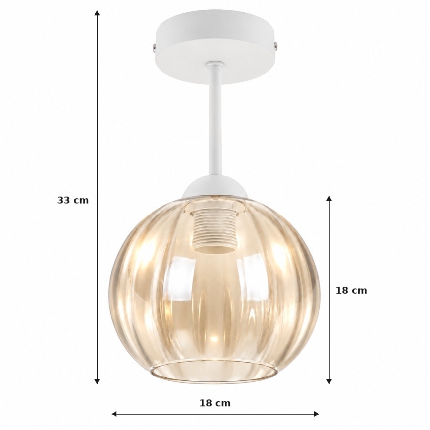BRILAGI - LED opbouwkroonluchter RETRO GLASS 1xE27/60W/230V Ø 18 cm wit/rookbeige