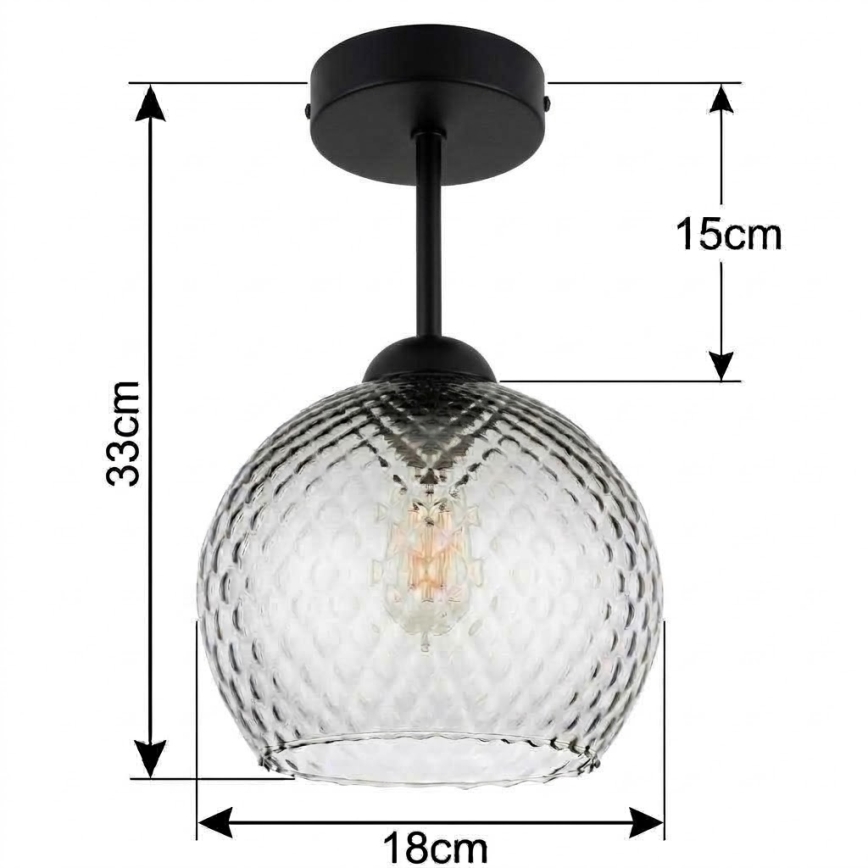 BRILAGI - LED Opbouwplafondlamp RETRO GLASS 1xE27/60W/230V Ø 18 cm zwart/rookgrijs