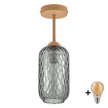 BRILAGI - LED Opbouwlamp RETRO GLASS 1xE27/60W/230V Ø 14 cm beige/rookgrijs