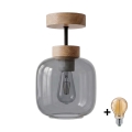 BRILAGI - LED Opbouwlamp RETRO GLASS 1xE27/60W/230V Ø 14 cm eiken/rookgrijs