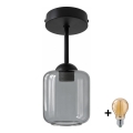 BRILAGI - LED opbouwlamp RETRO GLASS 1xE27/60W/230V Ø 14 cm zwart/rookgrijs