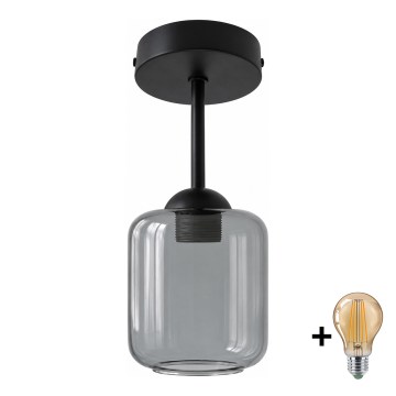 BRILAGI - LED opbouwlamp RETRO GLASS 1xE27/60W/230V Ø 14 cm zwart/rookgrijs