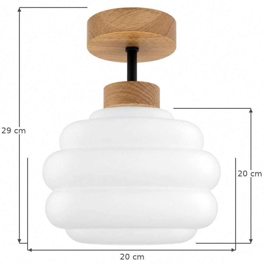 BRILAGI - LED opbouwlamp RETRO GLASS 1xE27/60W/230V Ø 20 cm eik/wit