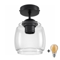 BRILAGI - LED opbouwlamp RETRO GLASS 1xE27/60W/230V Ø 26 cm zwart/rookgrijs