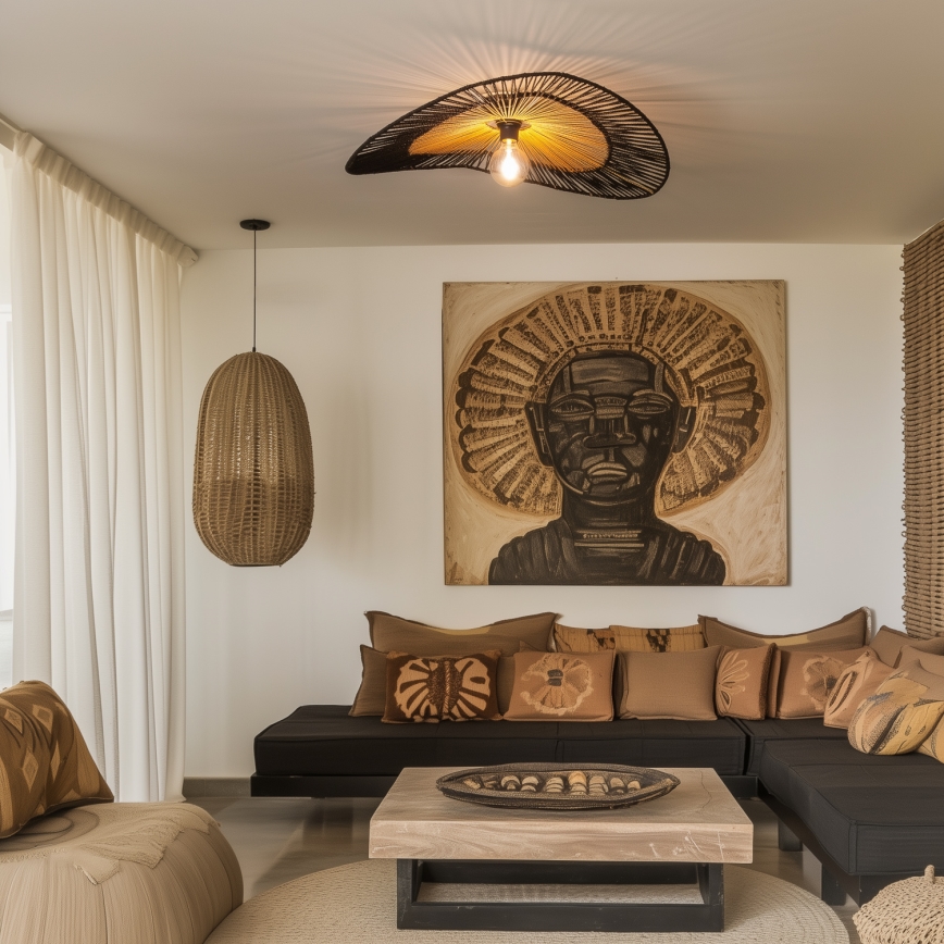 Brilagi - LED opbouwplafondlamp CERIA BOHO 1xE27/40W/230V Ø 50 cm zwart/bruin