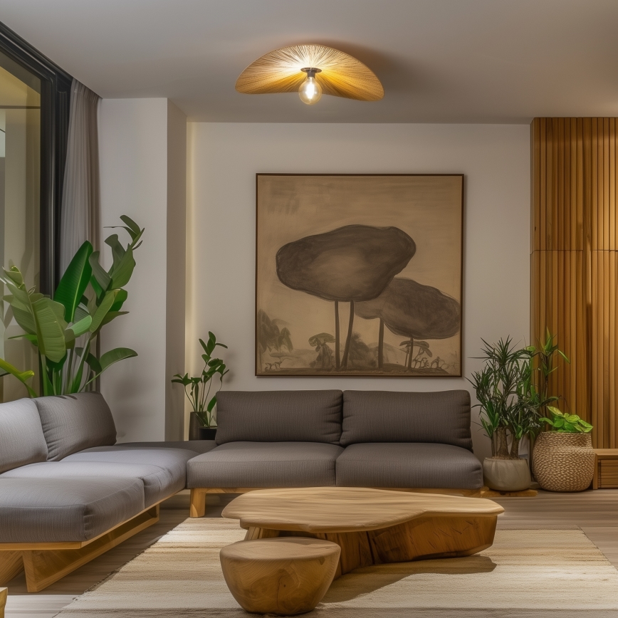 Brilagi - LED opbouwplafondlamp CERIA BOHO 1xE27/40W/230V Ø 80 cm raffia