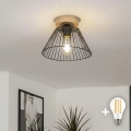 BRILAGI - LED opbouwplafondlamp CERIA WIRE 1xE27/40W/230V Ø 21 cm zwart/eiken