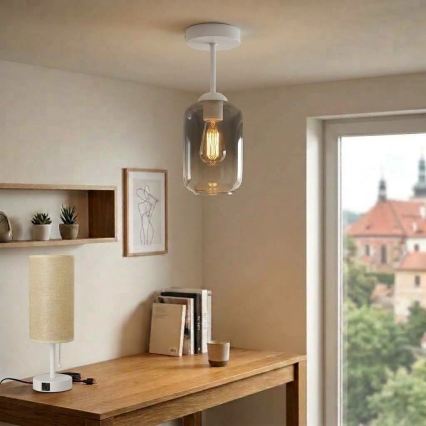 BRILAGI - LED opbouwlamp RETRO GLASS 1xE27/60W/230V Ø 14 cm wit/rookgrijs