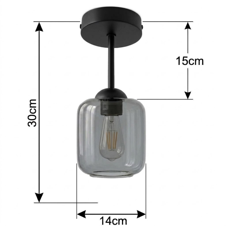 BRILAGI - LED opbouwlamp RETRO GLASS 1xE27/60W/230V Ø 14 cm zwart/rookgrijs