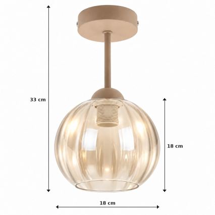 BRILAGI - LED opbouwkroonluchter RETRO GLASS 1xE27/60W/230V Ø 18 cm beige/gerookt beige