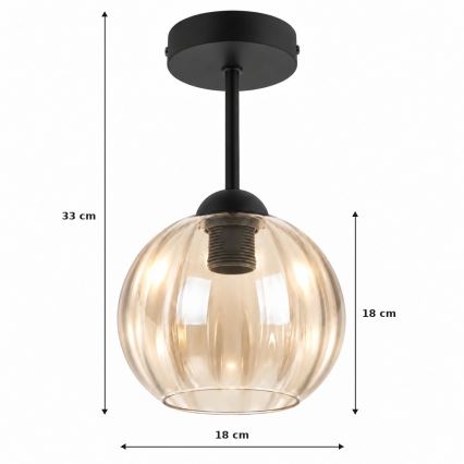BRILAGI - LED Opbouwluster RETRO GLASS 1xE27/60W/230V Ø 18 cm zwart/rookbeige